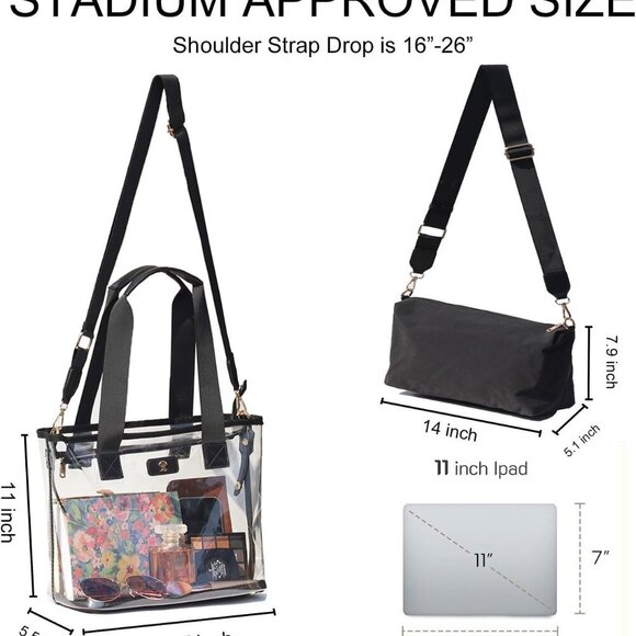 Stylish Iridescent Clear Tote Bag with Bag-in-Bag Design for Festivals & Beaches - Picture 2 of 7